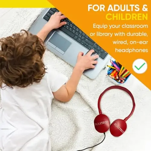 1000 Pack Bulk Wired On-Ear Rubber Headphones with 3.5mm Connector, Multi - 6
