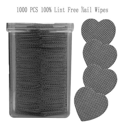 1000 PCS Lint Free Nail Wipes, Nail Polish Remover Wipes for Lash Extension Supplies, Lash Glue Wipes Eyelash Extension Glue Wipes, Nail Wipes for Gel Nail Polish Remover, Lash Glue Cleaning Pads, Black - 3