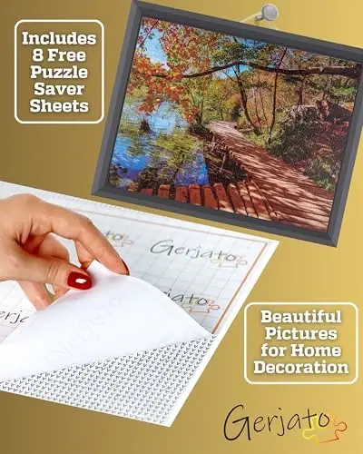 1000 Piece Puzzle for Adults – Golden Forest Trail Beside Quiet Lake in Autumn, Gift-Ready Box, Letters on Back, 8 Jigsaw Puzzle Saver Sheets & Full-Size Poster by GERJATO – Ideal Gift for Loved Ones - 5