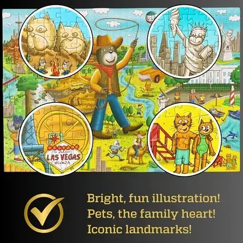 1000 Piece Puzzle for Adults & Kids – Funny Cats & Dogs USA Map Puzzle, Gift-Ready Box, Letters on Back, 8 Jigsaw Puzzle Saver Sheets & Full-Size Poster by GERJATO – Fun Educational Gift for All Ages - 4