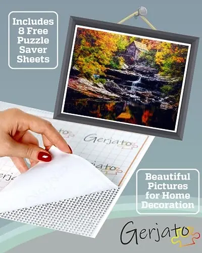 1000 Piece Puzzle for Adults – Scenic Autumn Grist Mill with Waterfalls, Gift-Ready Box, Letters on Back, 8 Jigsaw Puzzle, Saver Sheets & Full-Size Poster by GERJATO – Ideal Gift for Loved Ones - 5