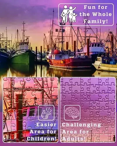 1000 Piece Puzzle for Adults – Scenic Harbor with Colorful Boats, Gift-Ready Box, Letters on Back, 8 Puzzle Saver Sheets & Full-Size Poster by GERJATO – Ideal Gift for Loved Ones - 3