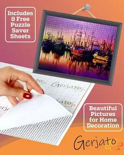 1000 Piece Puzzle for Adults – Scenic Harbor with Colorful Boats, Gift-Ready Box, Letters on Back, 8 Puzzle Saver Sheets & Full-Size Poster by GERJATO – Ideal Gift for Loved Ones - 4