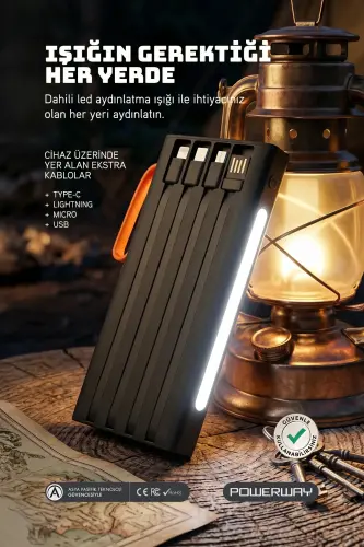 10,000 mAh, 22.5W fast charging, wired, LED flashlight, real 10,000 mAh, QC10, white power bank - 5