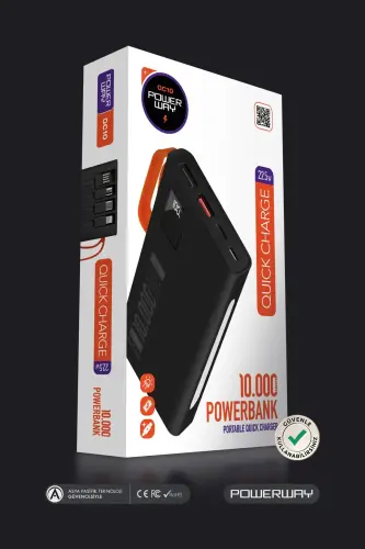10,000 mAh, 22.5W fast charging, wired, LED flashlight, real 10,000 mAh, QC10, white power bank - 6