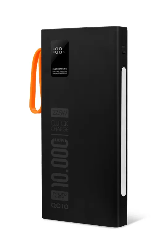 10,000 mAh, 22.5W fast charging, wired, LED flashlight, real 10,000 mAh, QC10, white power bank - 3