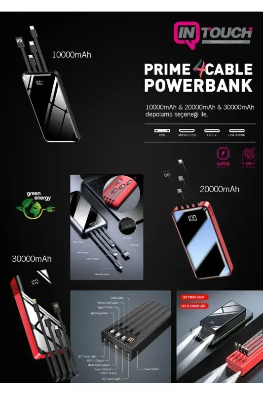 10.000 Mah Prime Цифровой Дисплей Встроенный Многожильный Powerbank, синий-синий - 7