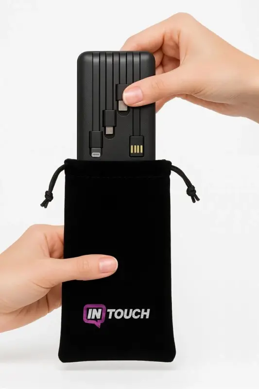 10,000 Mah Prime Digital Display Built-in Multi-Cable Power Bank, Black, Portable Charger - 5