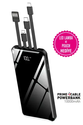 10,000 Mah Prime Digital Display Built-in Multi-Cable Power Bank, Black, Portable Charger - İNTOUCH (1)