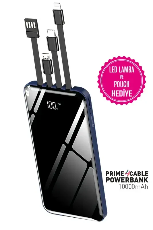 10,000 Mah Prime Digital Indicator Built-in Multi Cable Powerbank, blue-Blue - İNTOUCH