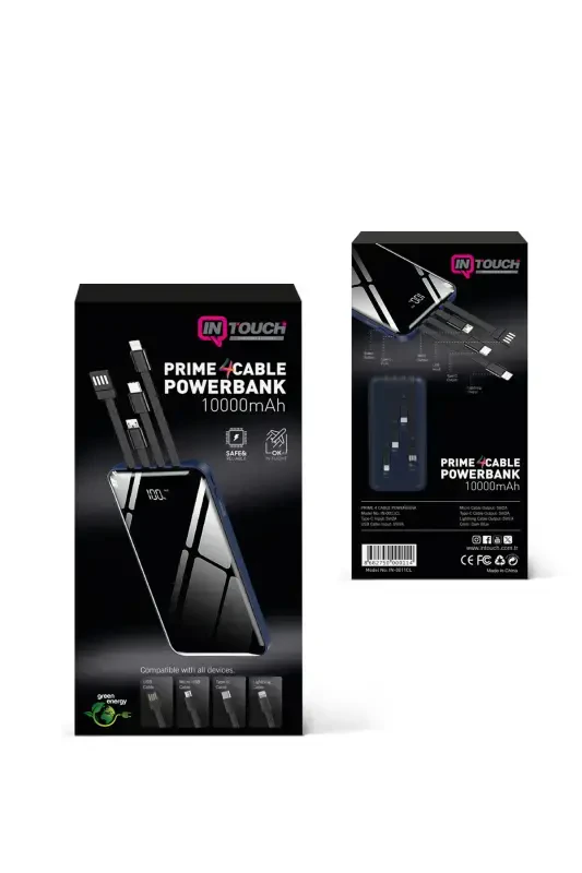 10.000 Mah Prime Raqamli Ko'rsatkichli Ichki Ko'p Kabelli Powerbank, ko'k-Ko'k - 8