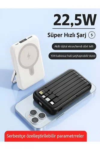 10000mah Simsiz 22.5w Magsafe Ko'chma Batareya Powerbank iPhone Telefon Zaryadlovchi Qurilmasi - 4