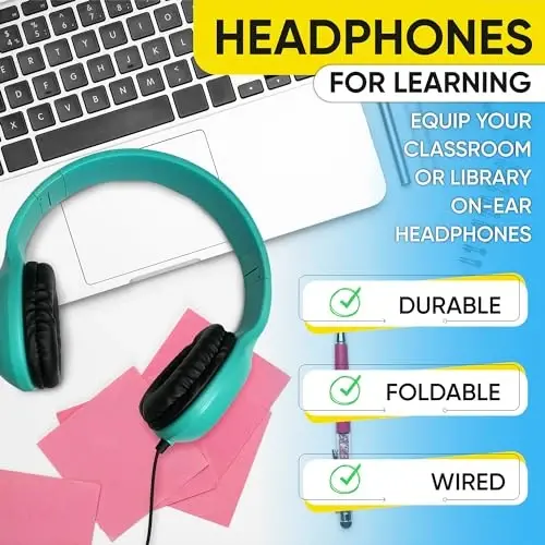 1000 Pack Bulk Wired On-Ear Leather Headphones with 3.5mm Connector, Oval Metal Housing, Multi - 5