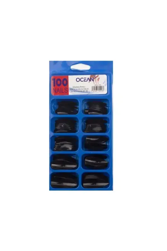 100'li qutili Stiletto protez taqma tirnoq 123-SIYOH - OCEAN