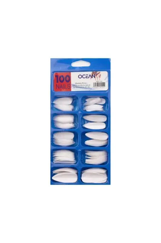 100'lü Kutulu Stiletto Protez Takma Tırnak 125-BEYAZ - OCEAN