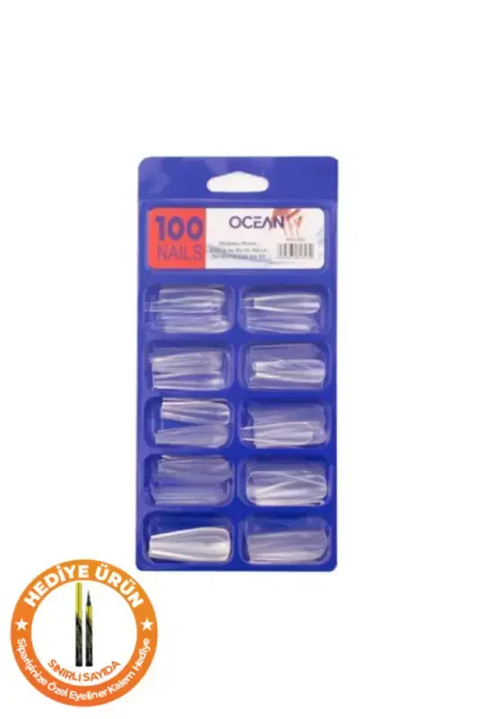 100's Boxed Ballerina False Nail - 233-Transparent - OCEAN