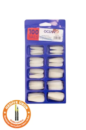 100's Boxed Ballerina False Nail 239-Milky White 