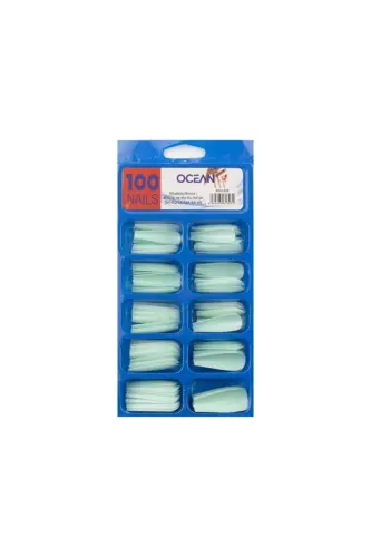 100's Boxed Ballerina False Nail Tips - 224-Aquamarine 