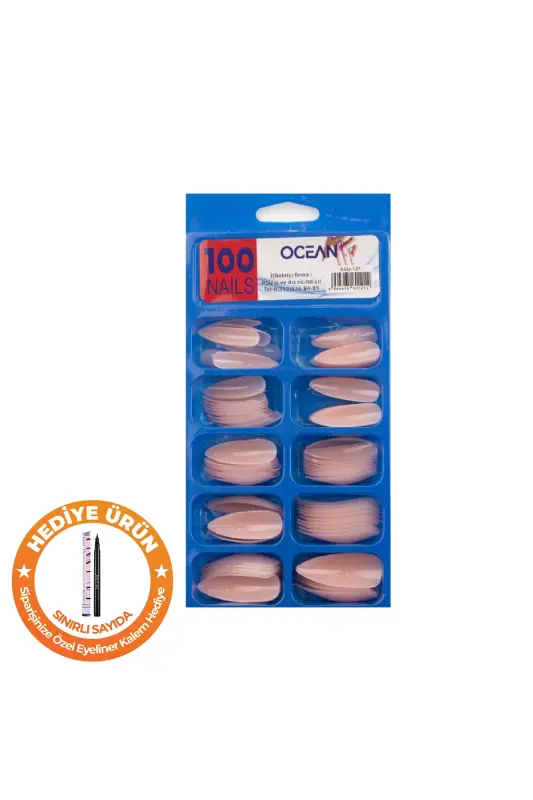 100's Boxed Stiletto False Nail 121-pink - OCEAN