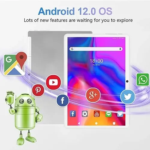 FEONAL Tablet 10.1 inch Android 12 Tablet 2024 Latest Update Octa-Core Processor with 64GB Storage, Dual 13MP+5MP Camera, WiFi, Bluetooth, GPS, 512GB Expand Support, IPS Full HD Display (Silver) - 1