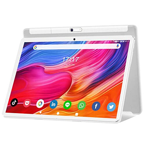 10.1 İnç Android 12 Tablet, 2024 En Son Güncelleme, Sekiz Çekirdekli İşlemci, 64GB Depolama, Çift 13MP+5MP Kamera, WiFi, Bluetooth, GPS, 512GB Genişletme Desteği, IPS Tam HD Ekran (Gümüş) - 1