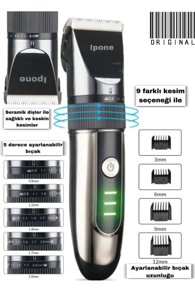 1012 Professional Ceramic Blade Hair Beard Neck Trimmer Barber Choice Usb Rechargeable - 18