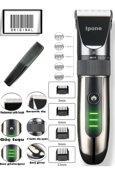 1012 Professional Ceramic Blade Hair Beard Neck Trimmer Barber Choice Usb Rechargeable - 19