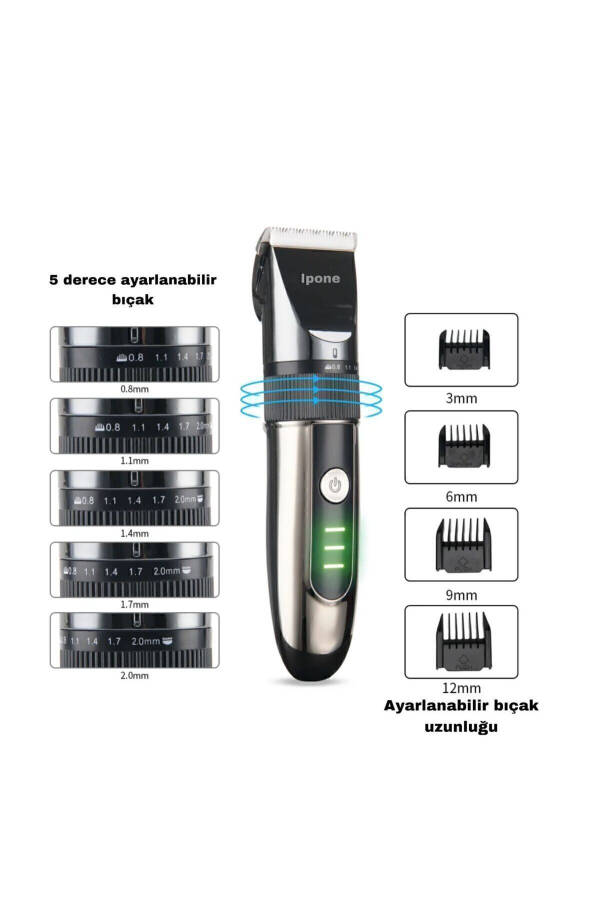 1012 Professional Ceramic Blade Hair Beard Neck Trimmer Barber Choice Usb Rechargeable - 22