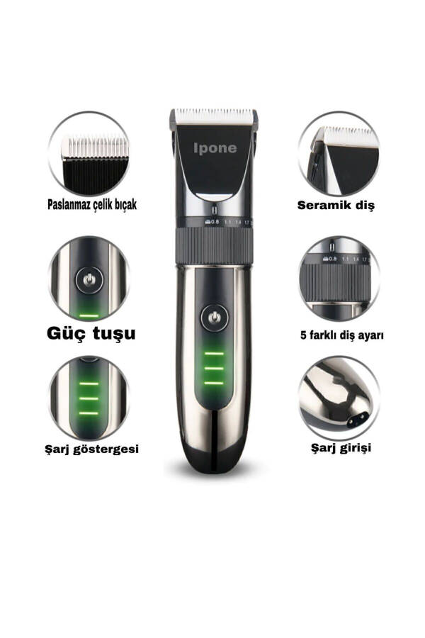 1012 Professional Ceramic Blade Hair Beard Neck Trimmer Barber Choice Usb Rechargeable - 10