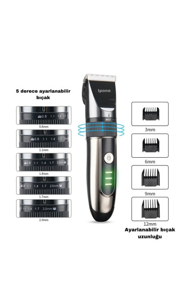 1012 Professional Ceramic Blade Hair Beard Neck Trimmer Barber Choice Usb Rechargeable - 6