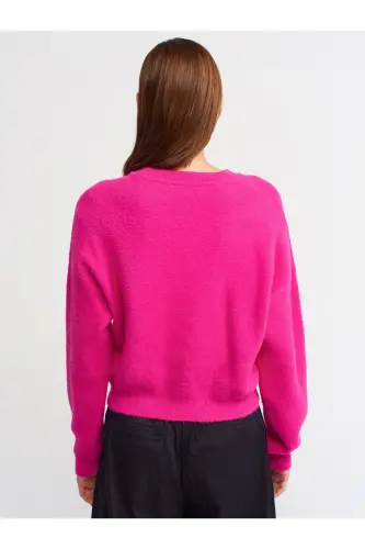 10276 Bisiklet Yaka Kazak-fuşya-Fuşya - DILVIN (1)