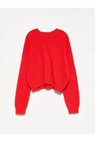 10276 Bisiklet Yaka Kazak-kırmızı-Kırmızı 