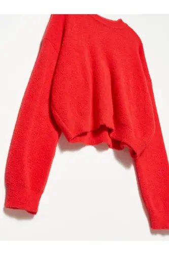 10276 Bisiklet Yaka Kazak-kırmızı-Kırmızı - 3