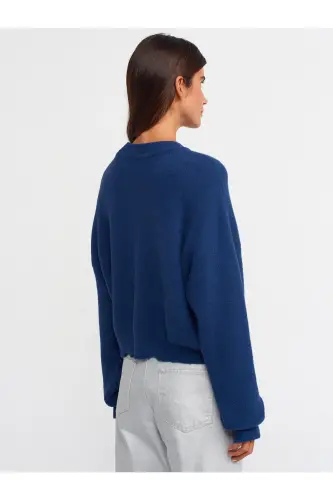 10276 Bisiklet Yaka Kazak-lacivert-Lacivert - DILVIN (1)