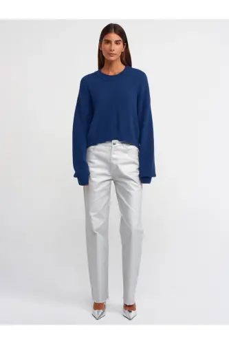 10276 Bisiklet Yaka Kazak-lacivert-Lacivert - 3