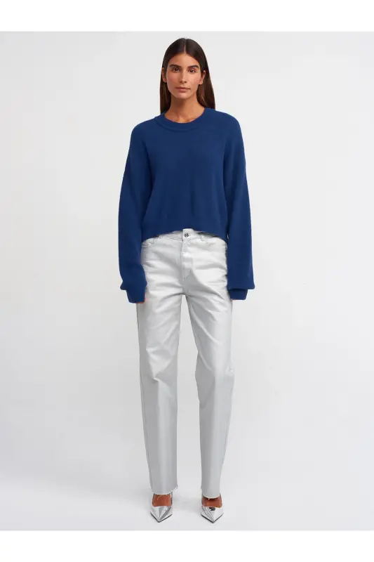 10276 Bisiklet Yaka Kazak-lacivert-Lacivert - 3