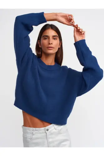 10276 Bisiklet Yaka Kazak-lacivert-Lacivert - 4