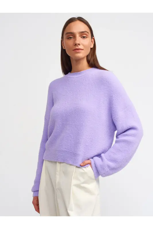 10276 Bisiklet Yaka Kazak-lavanta-Lavanta - 1