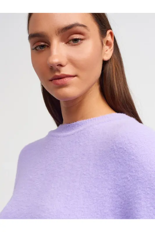 10276 Bisiklet Yaka Kazak-lavanta-Lavanta - 4