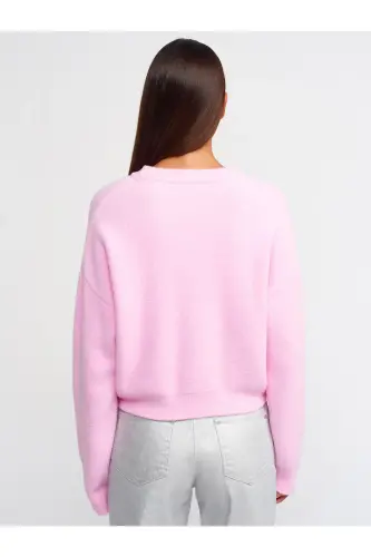 10276 Bisiklet Yaka Kazak-Pembe-Pembe - DILVIN (1)