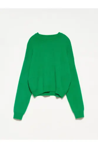 10276 Bisiklet Yaka Kazak-yeşil-Yeşil - 1