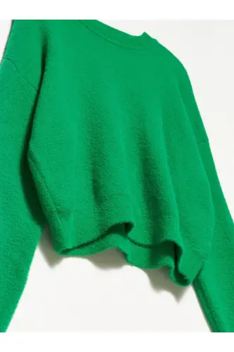 10276 Bisiklet Yaka Kazak-yeşil-Yeşil - 3