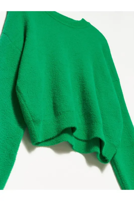 10276 Bisiklet Yaka Kazak-yeşil-Yeşil - 3