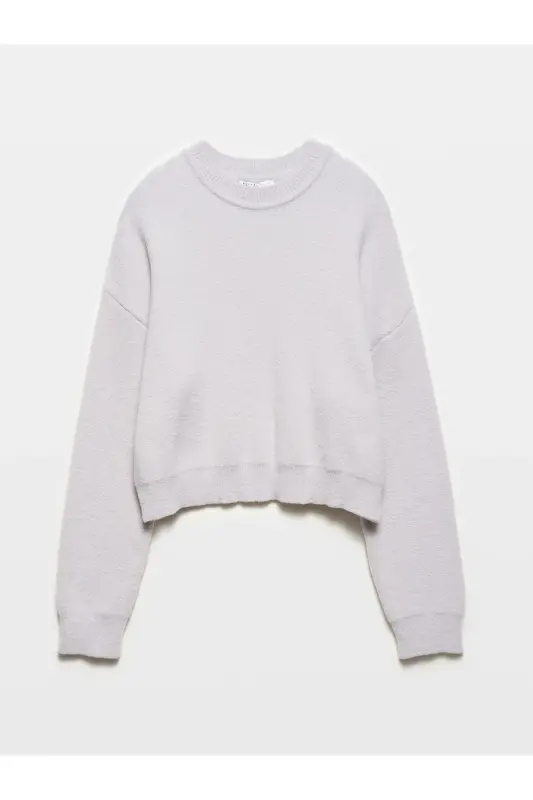 10276 Crew Neck Sweater-Light Gray-Light Gray - DILVIN