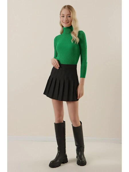 10311 Balıkçı Yaka Triko Kazak - D.Yeşil-Yeşil - Modazone (1)