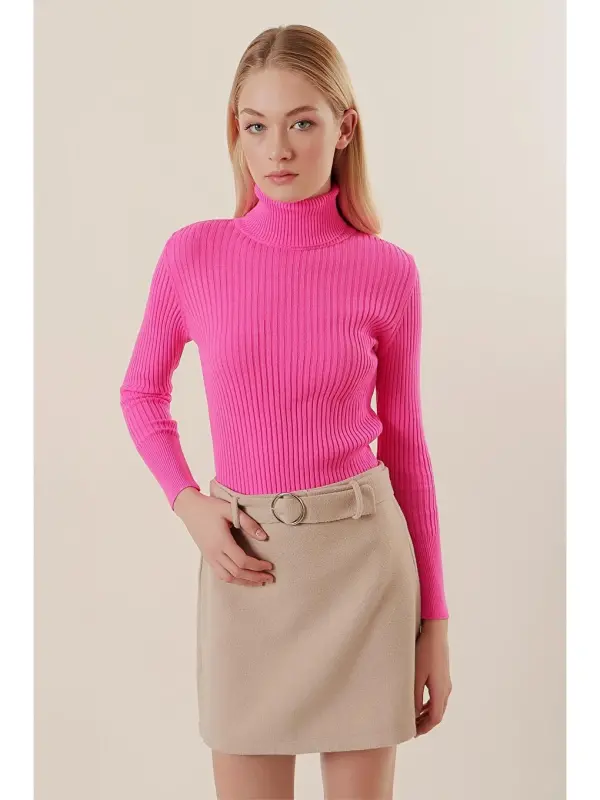 10311 Balıkçı Yaka Triko Kazak - Fuşya-Fuşya - LC WAIKIKI