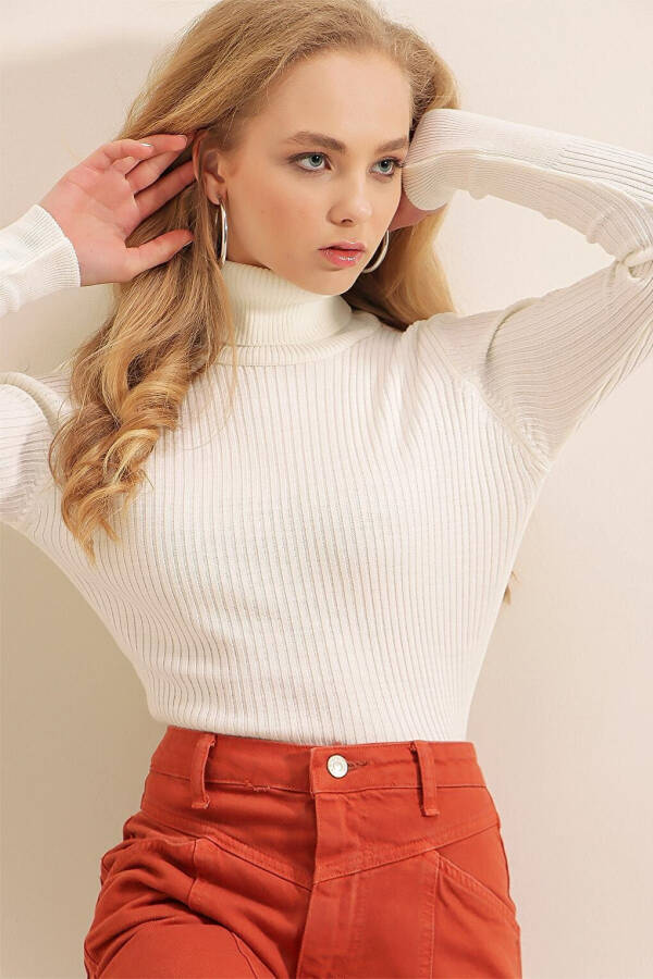 10311 Fisherman Collar Knit Sweater - White - 14