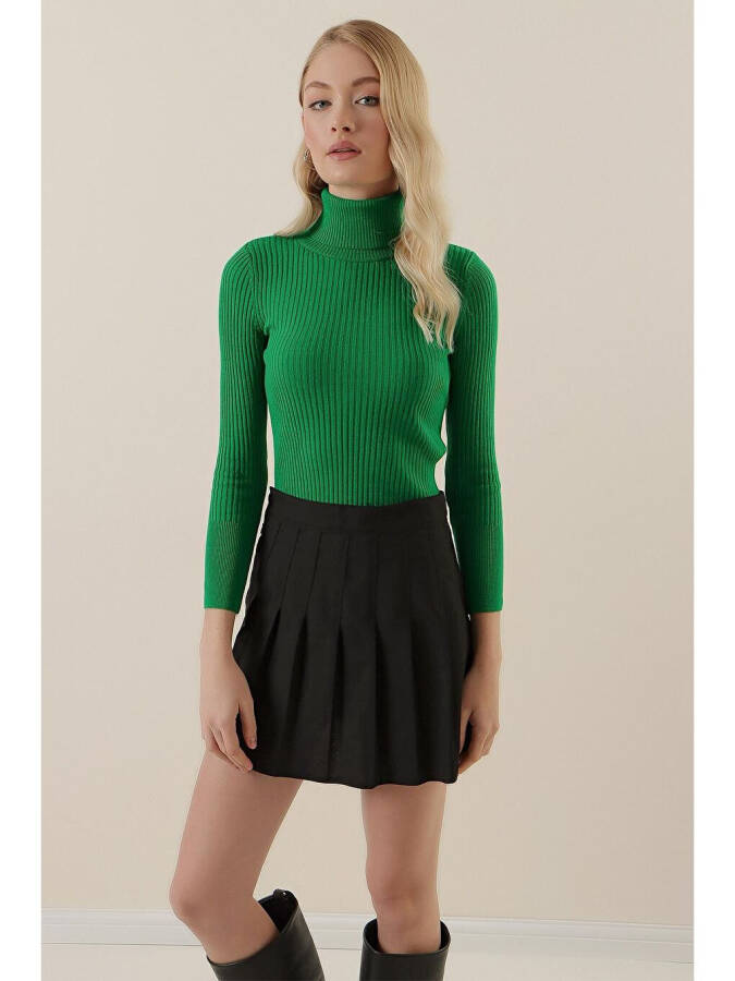 10311 Fisherman Neck Knit Sweater - D.Green - 8