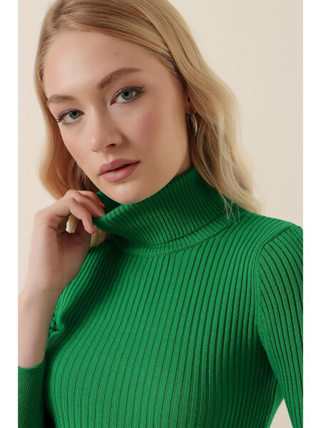 10311 Fisherman Neck Knit Sweater - D.Green - 6