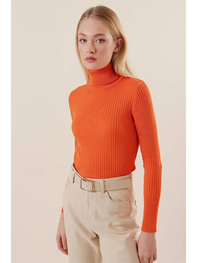 10311 Fisherman Neck Knit Sweater - Orange - 6